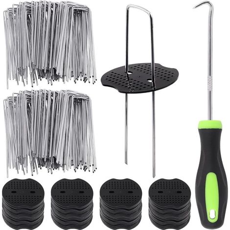 Kit de 101 agrafes pour piquets de jardin, 50 agrafes de paysage en forme de U de 15 cm, couverture de sol, clôture et gazon artificiel (1/5)