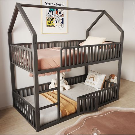letto 90x200 a castello con scala metallo nero OKMYHOME (1/5)