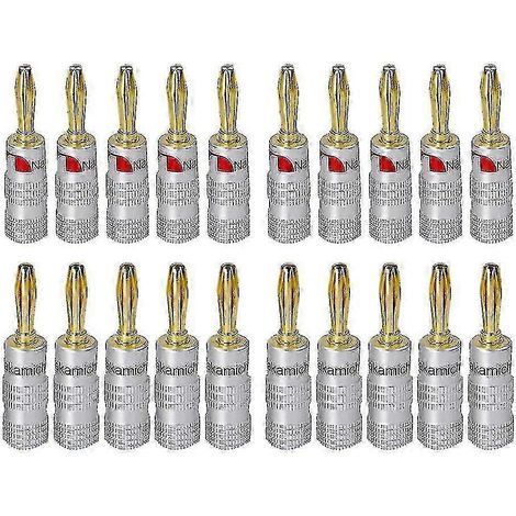 25-26 2025 Nouveaux Nakamichi 20PCS Fiches bananes plaquées or 24 carats 4 mm Connecteur banane HiFi avec verrouillage à vis pour prises audio jack haut-parleurs (1/4)