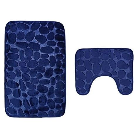 Alfombra De Baño MINKUROW, 2 Piezas, Antideslizante Lavable. Juego De Alfombrillas De Baño, Alfombrilla De Baño Y Alfombrilla De Baño, 80 X 50 Cm, Azul (1/5)