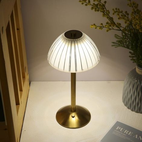 Lampe de table rechargeable USB – Lampe de chevet LED avec contrôle tactile – 3 couleurs de lumière – Luminosité réglable 360° (1/5)