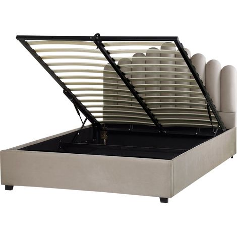Ottoman Bed Velvet VINCENNES 160 x 200 cm (EU King Size) Taupe (1/5)