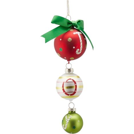 Pendaglio per albero di Natale decorativo, in vetro, con scritta natalizia 20 cm -Joy