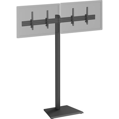 Support TV sur pied - 2 écrans 50'' - 55'' Hauteur 240cm à poser, Inclinable noir (1/3)
