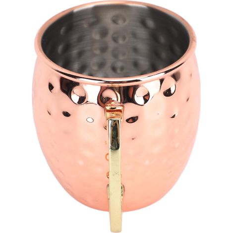 Mug Moscow Mule en acier inoxydable à bord martelé, facile à nettoyer, idéal pour les cocktails, l'eau et les boissons froides (500 ml). (1/5)