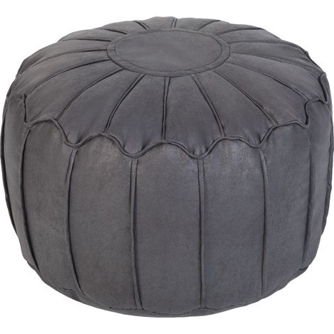 Loft 25 - Runder Pouf für das Wohnzimmer, Fußhocker im marokkanischen Stil für den Innenbereich, leichter Pouf mit Füllung aus Polystyrolperlen, Gaming-Pouf für Erwachsene und Kinder - Schwarz (1/4)