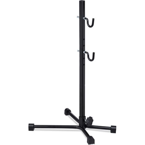 Relaxdays Soporte Bicicletas Pared, Plegable, Regulable, hasta 25 Kg, Colgador Bicis Garaje o Sótano, Negro y Plateado