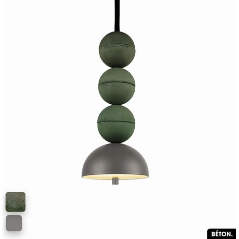 Lampe de suspension en béton - BOSFOR CONCRETE ASPERGE - GRIS 3 BALLES LED 14W (1/2)