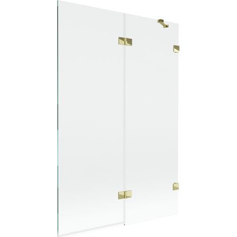 Mexen Lunar paroi de baignoire 2 volets droit 120 x 150 cm, transparent, doré - 897-120-100-50-00-P (1/5)