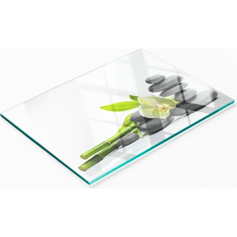 Planche à découper en verre avec motif d'orchidées décoratives 80 x 52 cm (1/5)