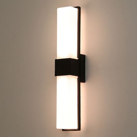 AUTRUCKER Applique murale décorative, abat-jour en verre transparent, câblée, double ampoule, noire - 14 W, lumière chaude (1/5)