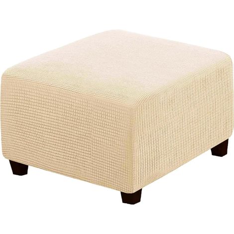 1 Housse De Pouf Carré, Tissu Jacquard Extensible, Base éLastique AntidéRapante, Pour Ottomanes 61-76 Cm (1/5)