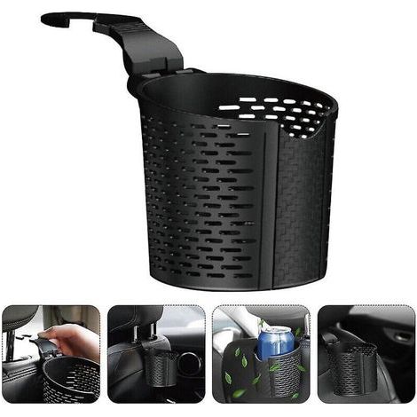 Portavasos colgante para coche – Montaje universal en reposacabezas – Negro – 1 unidad (1/3)