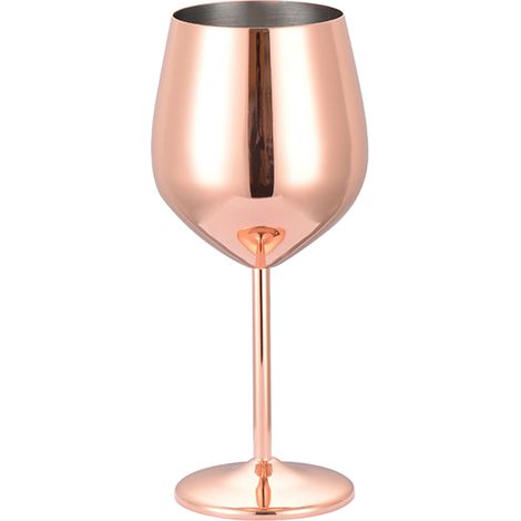 2 Verre à vin, Acier inoxydable, Incassable, 500ml, Or rose, Intérieur et extérieur (1/5)
