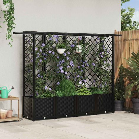 Teenpull – Hochbeet mit Rankgitter und Dach Schwarz 202 x 40 x 136 cm PP (1/5)