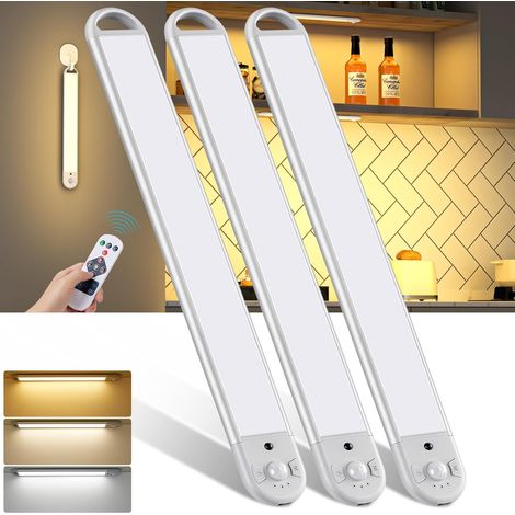 LED Kitchen Under Cabinet 30 cm, Cupboard Light with Remote Dimmable, 3 Colour Temperatures, Rechargeable 2200 mAh Type-C, Suitable for Wardrobes, Bedrooms (1/5)