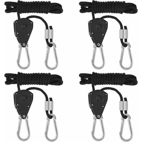 4 Pcs Cordes à cliquet avec Crochets pour Lampe ou Plantes, Corde de Crochet Réglable 180cm de Long (2 Paire) (1/4)