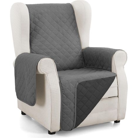 Housse de canapé matelassée réversible 1 Place Relax Anthracite Noir (1/5)