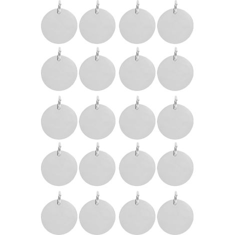 Pendentifs d'étiquette ronde de 20mm, 20 pièces, adaptés au laboratoire Bambu H2D, miroir d'imprimante, gravure en acier inoxydable, vierges avec anneaux de suspension, artisanat (1/5)