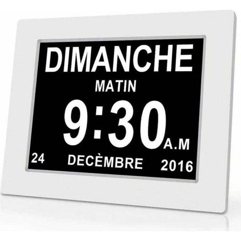 Horloge calendrier numérique 7 pouces avec date et heure, horloge Alzheimer pour parents, rappel de médicaments pour grands-parents et enfants - Blanc - 20.414.32.4cm (1/4)