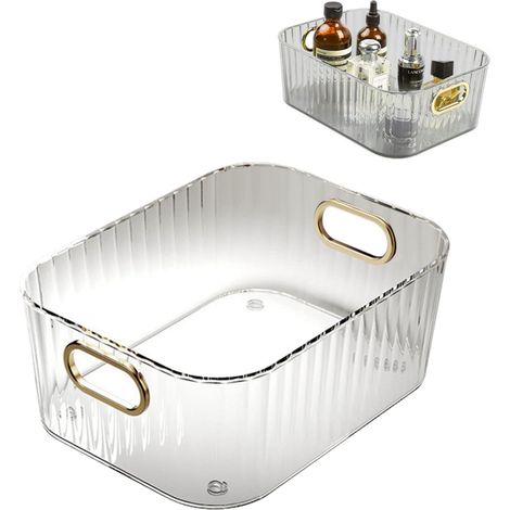 Stapelbare, transparente Aufbewahrungsbox mit ovalem Griff, Behälter für Kinderzimmer und Zuhause