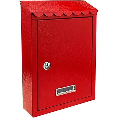 Red colored metal mailbox for wall 210 x 60 x 300 mm (1/5)