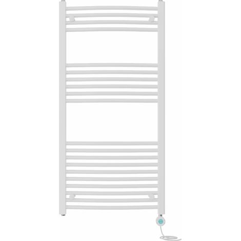 Pre-filled Electric Curved Heated Towel Rail Radiator Thermostatic 1200x600mm White (1/5)