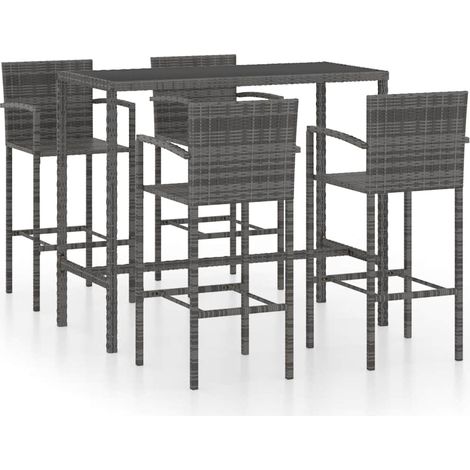 Maison Exclusive - Ensemble de bar de jardin 5 pcs Résine tressée Gris (1/5)
