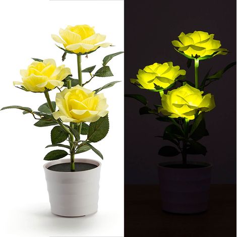 Lanterne Solaire En Forme De Rose - 3 Têtes Led - Lampe De Table Pour Jardin Extérieur - Fonctionne Sans Câble - 12 H D'Autonomie - 1 Pièce (1/4)