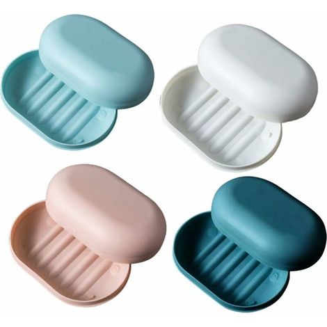 Ahlsen Seifenetui, 4 Stück, tragbar, wasserfest, versiegelt, Seifenbox, Halter, Seifenschale für Badezimmer, Dusche, Reisen (4 Farben) (1/5)