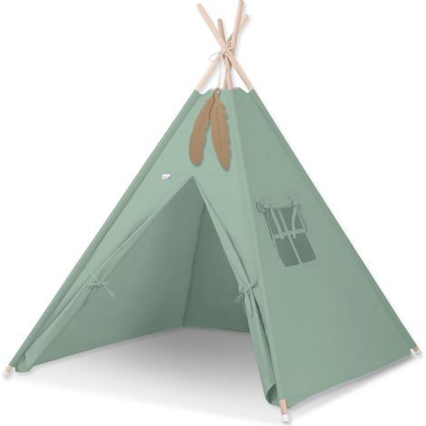 Tenda tipi per bambini + ciondoli con piume - salvia