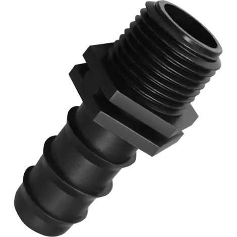 Connecteur de tuyau barbelé en PVC 3/4", filetage mâle 3/4" MNPT, noir, 1 pièce