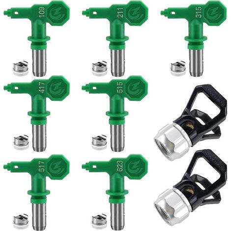 7 pièces Buses Réversibles pour Pistolet à Peinture Airless avec 2 Protège-Buses - Compatibles (1/5)