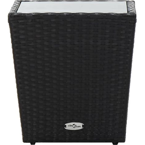 Maison Exclusive - Tavolino Nero 41,5x41,5x43 cm in Polyrattan e Vetro Temperato (1/5)