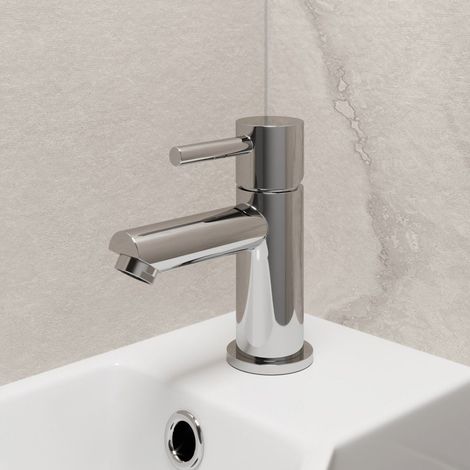 Modern Cloakroom Mini Mono Basin Sink Mixer Tap Brass Single Lever Round Chrome (1/7)