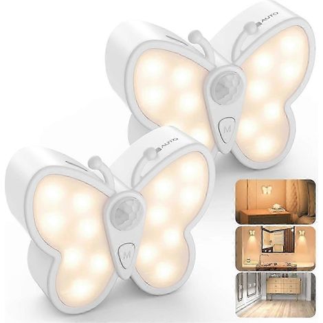 Veilleuse avec détecteur de mouvement, lot de 2, lampe de nuit LED à intensité variable, rechargeable, deux modes de couleur, f (1/5)