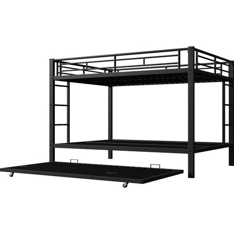 Cama litera infantil de metal 140 x 200 cm con cama nido negra (1/5)