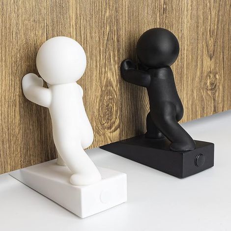 Lot de 2 butées de porte mignonnes, flexibles et efficaces pour garder votre porte ouverte, blanc + noir (1/5)