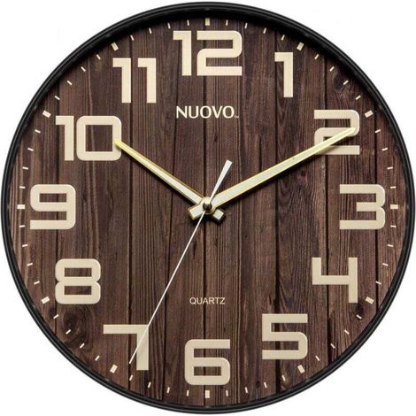 Round Wooden Wall Clock 30 cm Silent Non-Ticking Retro Large Numbers Living Room Bedroom Kitchen (1/3)