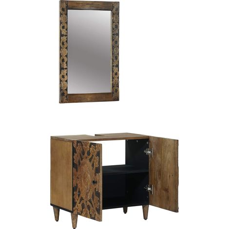 Maison Exclusive - Badezimmermöbel-Set 2 stk. Braun 62 x 33 x 58 (1/5)