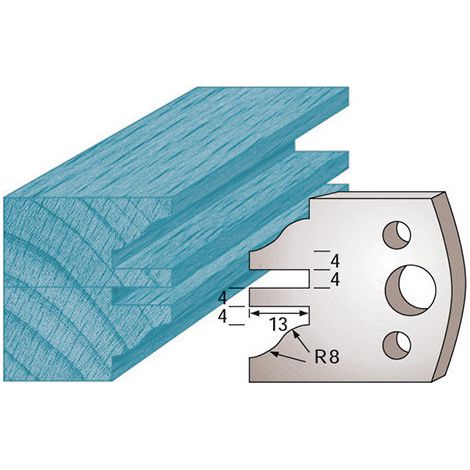 Diamwood Jeu de 2 fers profilés M97 en acier SP - Ht. 40 x 4 mm Profil/Contre-profil - Diamètre 13 mm - Entraxe 24 mm, adapté à porte-outils de toupie (1/2)