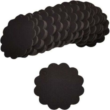 200 etiquetas de regalo negras de papel kraft en forma de abanico (6 cm de diámetro) para embalaje de manualidades. (1/5)