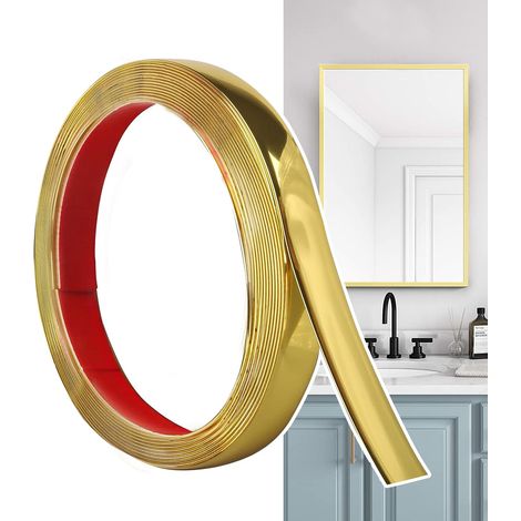 Moulure Décorative Autoadhésive Doré Mat (6M x 2cm) Peler et Coller, idéales pour Mur, Miroir, Sol, Armoire, Carrelage, Bords, Moulures DIY (1/5)