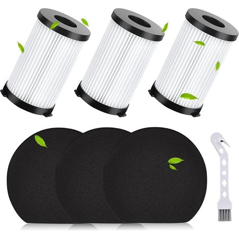 3 filtres pour ariete handyforce 2761 2759 aspirateur sans fil pièces de rechange accessoires pour moosoo d600 d601 & pour iwoly v600 filtre d'aspirateur, 3 filtres hepa & 3 filtres éponge (1/5)