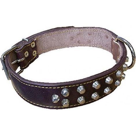 collare per cane in cuoio foderato con 2 file di borchie larg mm 40 lung cm 70 (1/5)