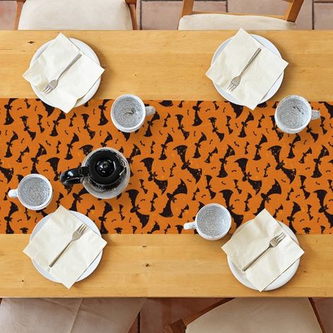 Chemin de table orange chauve-souris araignée joyeux Halloween, décoration de table de cuisine de vacances pour décoration de fête (1/5)