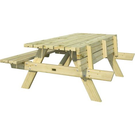 Tavolo picnic in legno con panche integrate, set 6 posti pino impregnato per giardino e terrazzo - Esterni da Vivere (1/3)