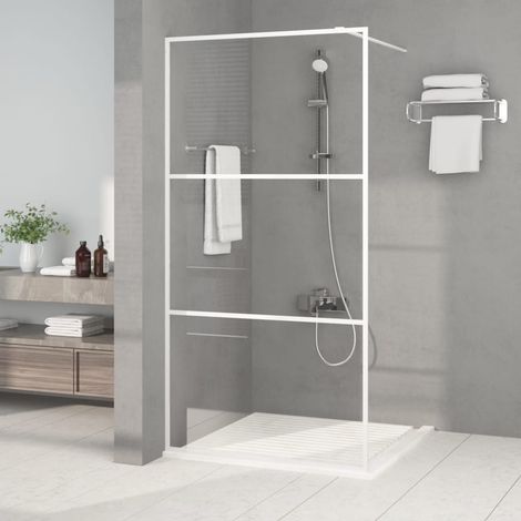 vidaXL Parete Doccia Walk in Bianca 100x195 cm Vetro Trasparente ESG (1/5)