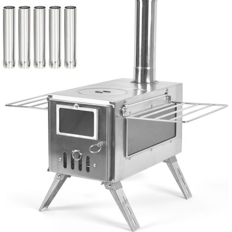 Poêle à bois de camping en plein air pour tentes intérieures Brûleur à bois de chauffage Chauffage pliable avec fenêtre à feu de tente Patio Cheminée Cuisson au feu de camp (1/5)