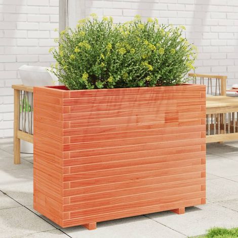 Jardinera madera maciza de pino marrón cera 90x40x72,5 cm (1/5)